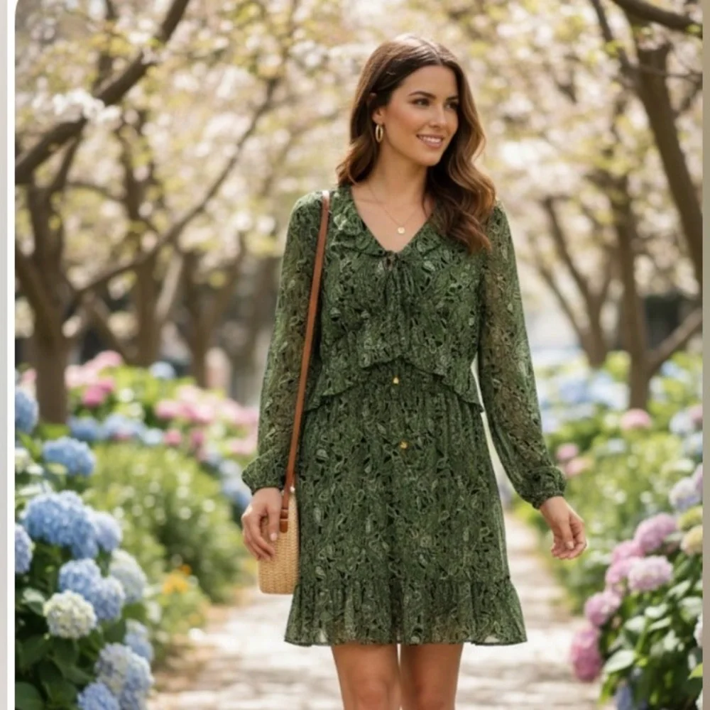 NWT Michael Kors‎ Green Paisley Dress size XL